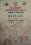 Giấy khen HLV Trần Thanh Hoài của Đại hội Karate Tsunami